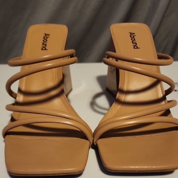 Abound Shoes - Abound Tan Strappy Heels with Square Toe